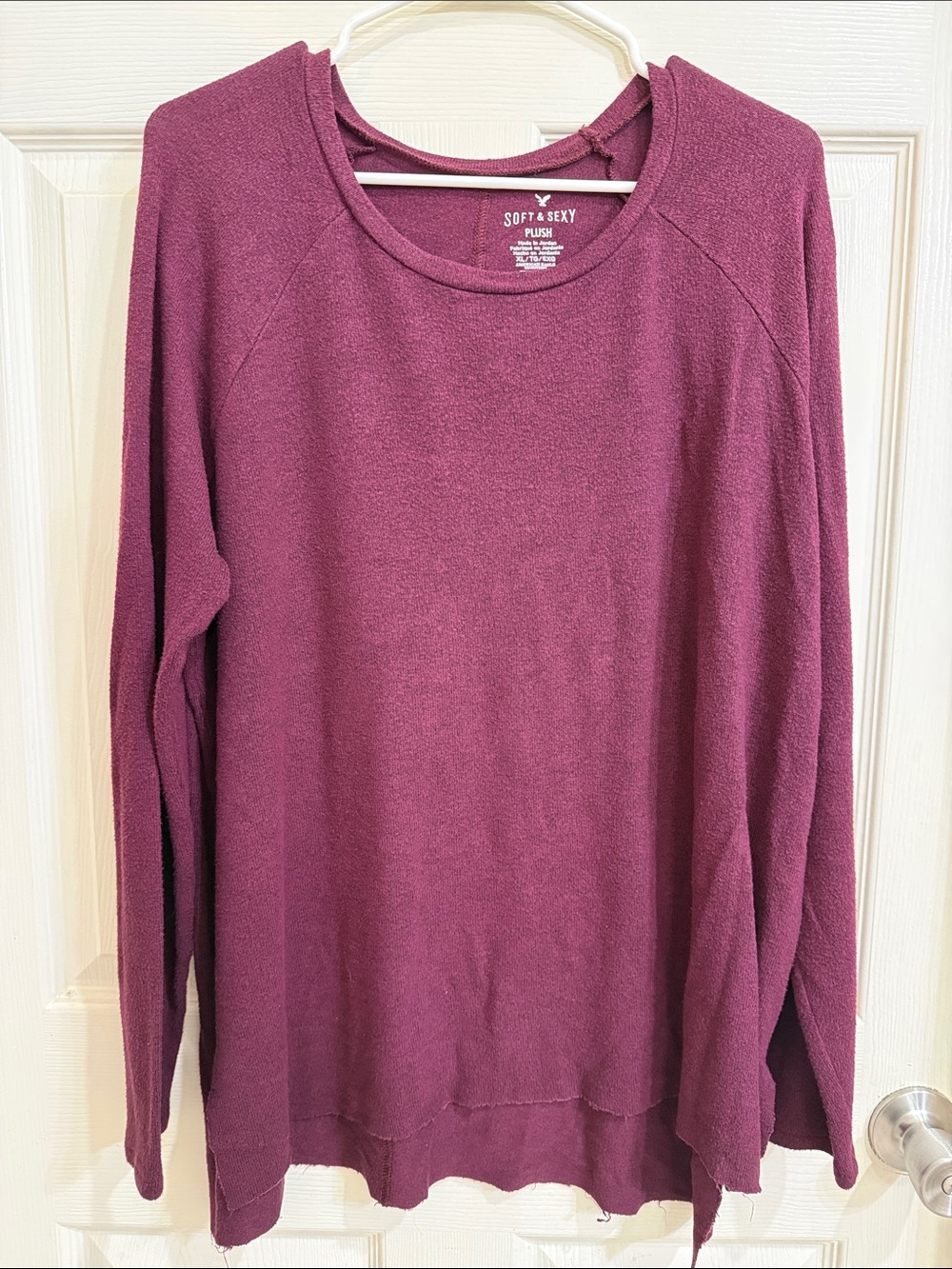 Soft & Sexy Plush Crewneck Sweater - Plum